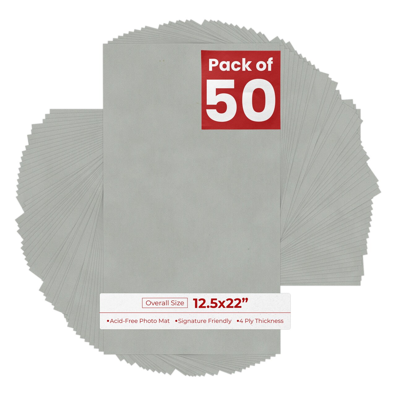 Light Grey Suede 12.5x22 Uncut Mat Board - Blank Sheets, No Opening
